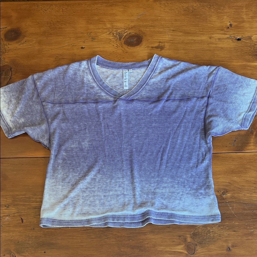 Women's V-Neck Short Sleeve Tee in Purple